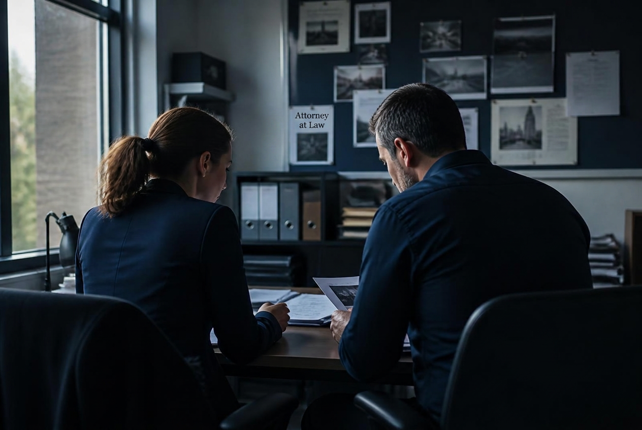 Two investigators reviewing case records together